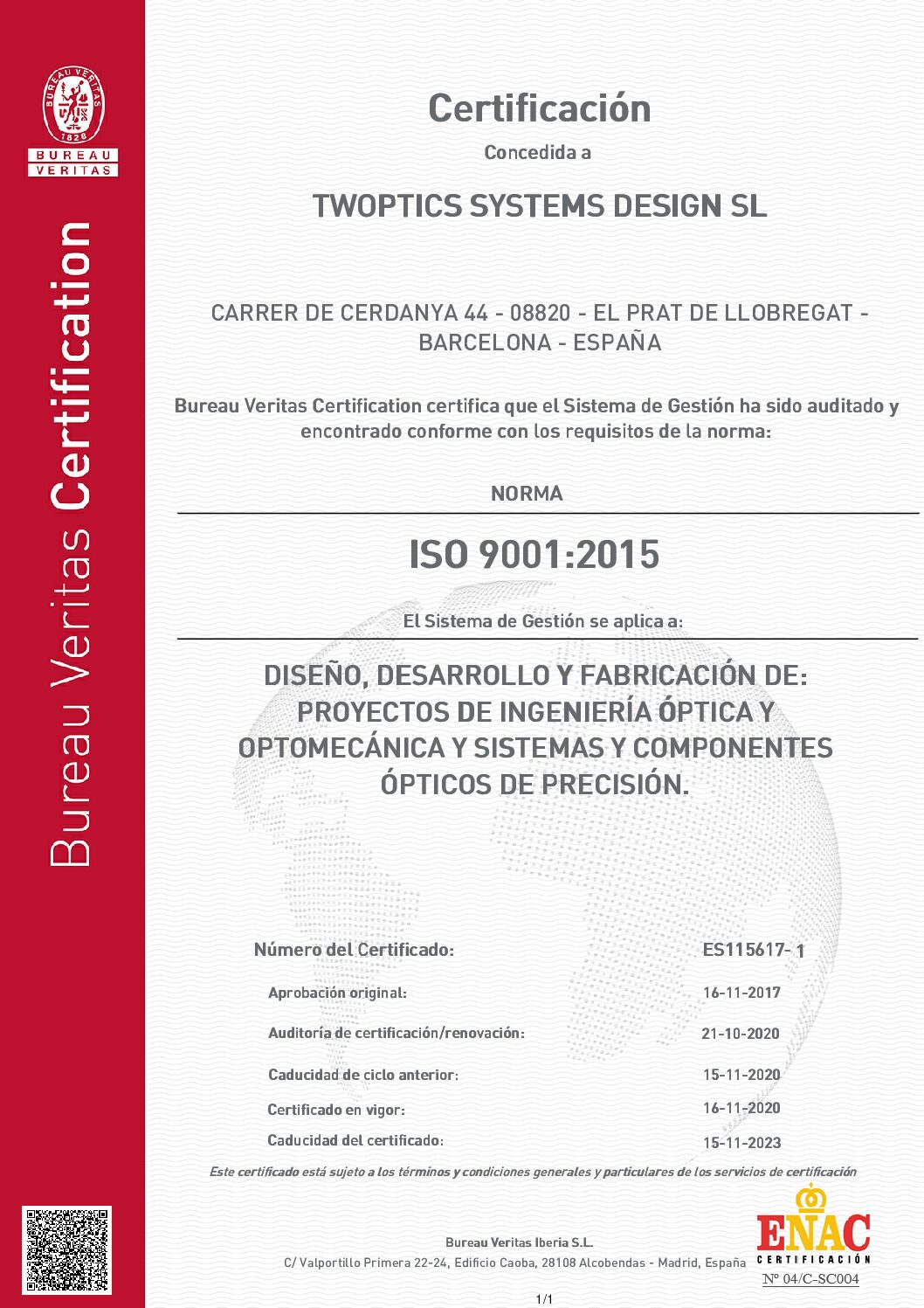 ISO 90012015 -TWOPTICS SYSTEMS DESIGN SL-ESPAÑOL